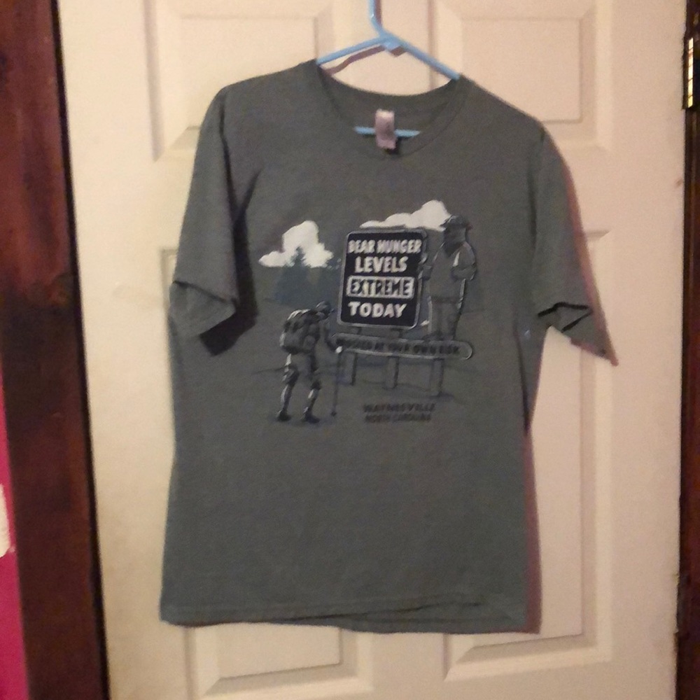 Waynesville NC Bear Hunger Levels Funny Gray Graphic T-Shirt Mens Large L